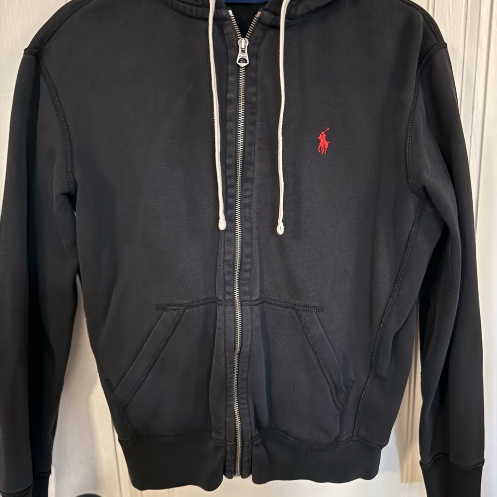 Polo by Ralph Lauren Black Full-Zip Jacket with Red Logo